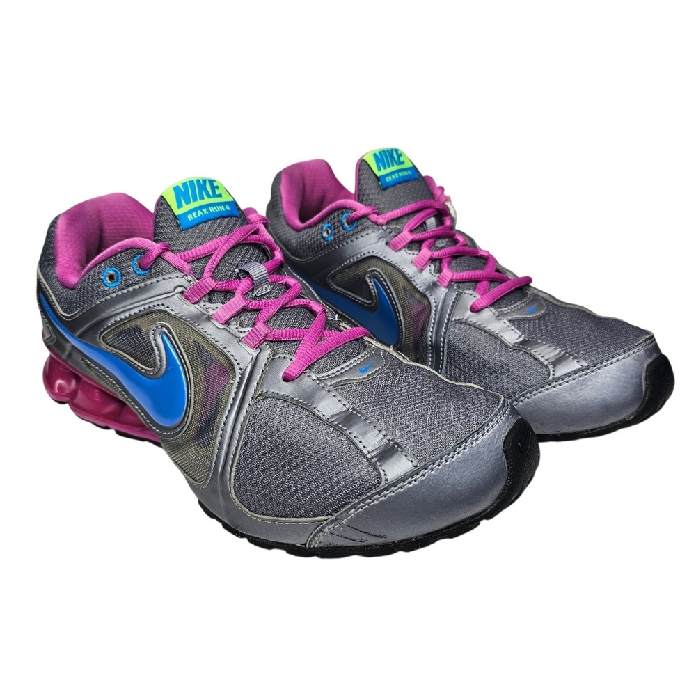 Nike Reax Run 8 Women Size 10 Silver Grey Pink Blue Running Shoes 599562-001